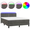 vidaXL Box spring postel s matrací a LED tmavě šedá 140x190 cm samet