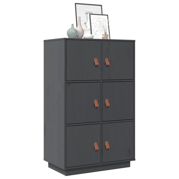 vidaXL Skříň highboard šedá 67 x 40 x 108,5 cm masivní borové dřevo