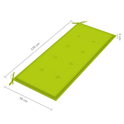 vidaXL Lavice Batavia s jasně zelenou poduškou 120 cm masivní teak