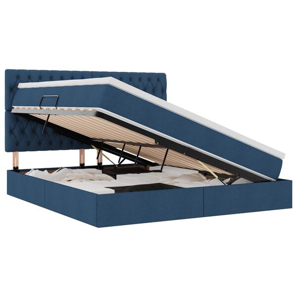 vidaXL Postel s &uacute;ložn&yacute;m prostorem a matrac&iacute; s čelo Modr&aacute; 160 x 200 cm