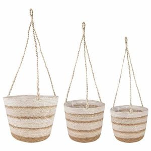 vidaXL 3 ks Př&iacute;rodn&iacute;, b&iacute;l&aacute; a b&eacute;žov&aacute; &Oslash;26 x 19 cm 100% mořsk&aacute; tr&aacute;va