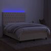 vidaXL Box spring postel s matrac&iacute; a LED kr&eacute;mov&aacute; 140x190 cm textil