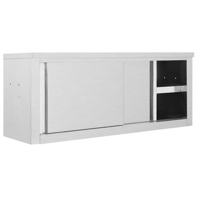 vidaXL Nástěnná kuchyňská skříň s posuvnými dveřmi 120x40x50 cm nerez
