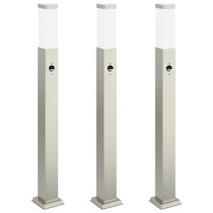 vidaXL Sloupkov&aacute; světla se senzorem 3 ks 80 cm nerezov&aacute; ocel IP44