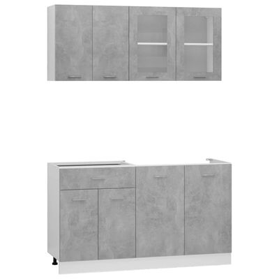 vidaXL 4dílný set kuchyňských skříněk betonově šedý dřevotříska