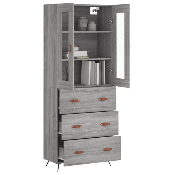 vidaXL Skř&iacute;ň highboard &scaron;ed&aacute; sonoma 69,5 x 34 x 180 cm kompozitn&iacute; dřevo