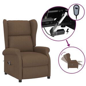 vidaXL Elektrick&eacute; polohovac&iacute; křeslo u&scaron;&aacute;k hněd&eacute; textil