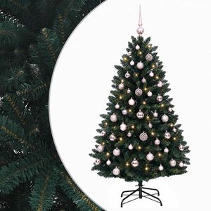 vidaXL Uměl&yacute; v&aacute;nočn&iacute; stromek tmavě zelen&yacute; s koulemi 150 cm 150 LED