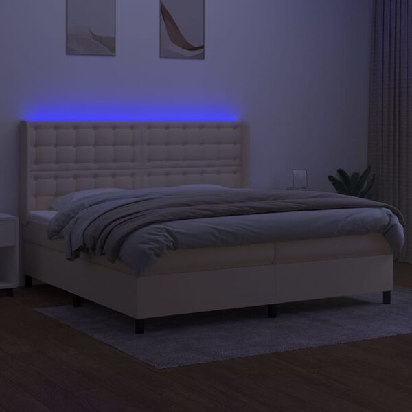 vidaXL Box spring postel s matrac&iacute; a LED kr&eacute;mov&aacute; 200x200 cm textil