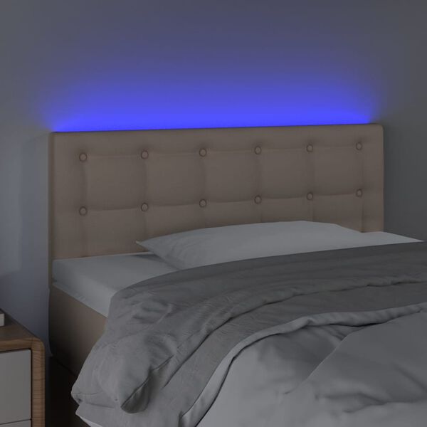 vidaXL Čelo postele s LED cappuccino 80 x 5 x 78/88 cm uměl&aacute; kůže