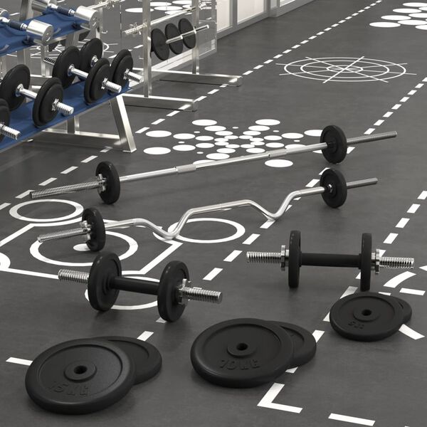 vidaXL Sada obouručn&iacute;ch a jednoručn&iacute;ch činek se z&aacute;važ&iacute;m 120 kg litina