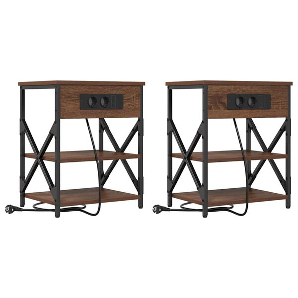 vidaXL Nočn&iacute; skř&iacute;ňka 2 pcs Hněd&yacute; dub 41 x 31 x 51 cm kompozitn&iacute; dřevo