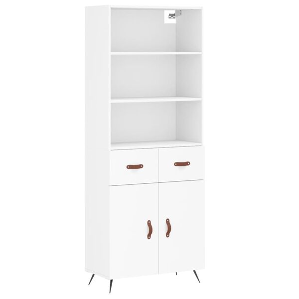 vidaXL Skř&iacute;ň highboard b&iacute;l&aacute; 69,5 x 34 x 180 cm kompozitn&iacute; dřevo