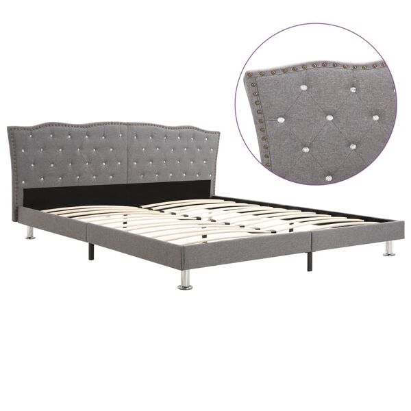 vidaXL R&aacute;m postele světle &scaron;ed&yacute; textil 180 x 200 cm