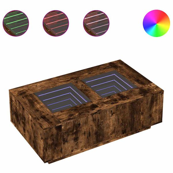 vidaXL Konferenčn&iacute; stolek s Infinity LED kouřov&yacute; dub 116 x 69 x 40 cm