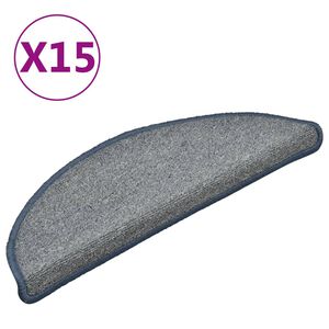 vidaXL Schodov&eacute; rohože 15 ks 56 x 17 x 3 cm světle &scaron;ed&eacute; a modr&eacute;, půlkulat&eacute;