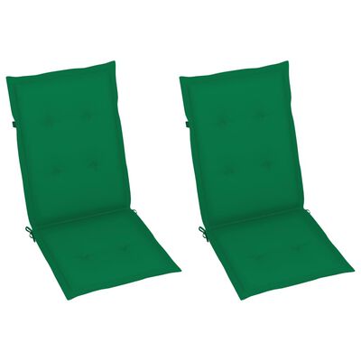vidaXL Zahradní židle 2 ks se zelenými poduškami masivní teak