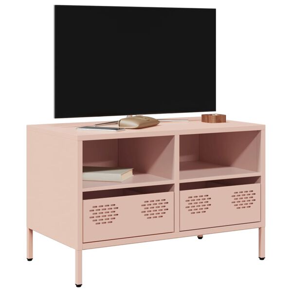 vidaXL TV skříňka růžová 68 x 39 x 43,5 cm ocel válcovaná za studena