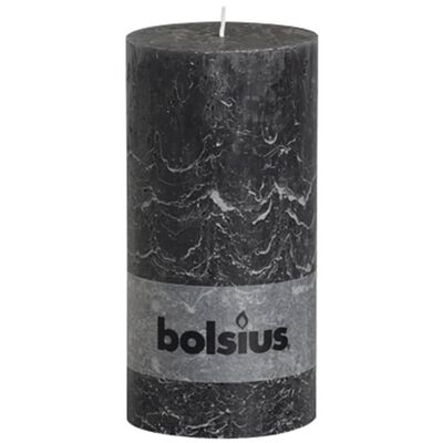 Bolsius Rustikální válcová svíčka 200 x 100 mm antracitová 4 ks