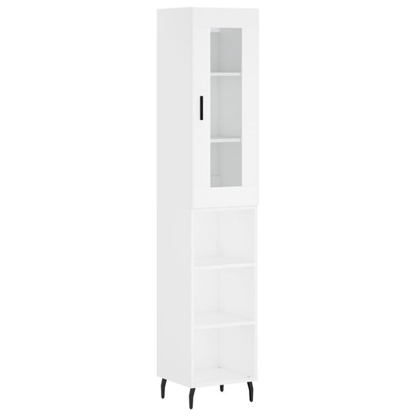 vidaXL Skř&iacute;ň highboard b&iacute;l&aacute; 34,5 x 34 x 180 cm kompozitn&iacute; dřevo