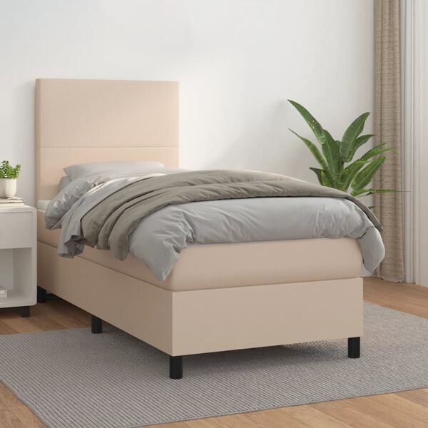 vidaXL Box spring postel s matrac&iacute; cappuccino 80 x 200 cm uměl&aacute; kůže