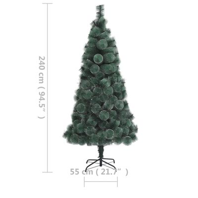 vidaXL Umělý vánoční stromek s LED a stojanem zelený 240 cm PET