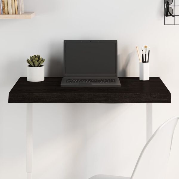 vidaXL Stolní deska tmavě hnědá 80x50x(2-6)cm ošetřený masivní dub