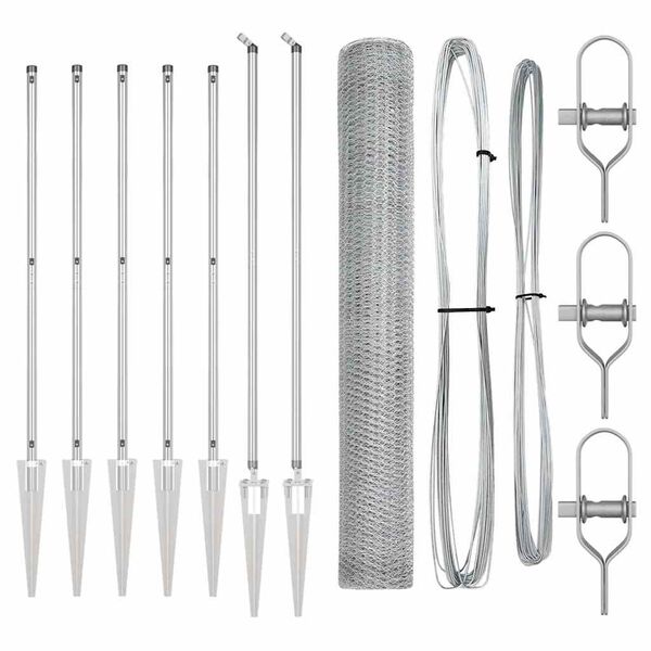 vidaXL Plotov&yacute; sloupek. Stř&iacute;brn&aacute; 10 x 1,4 m (25 mm s&iacute;ť) Ocel