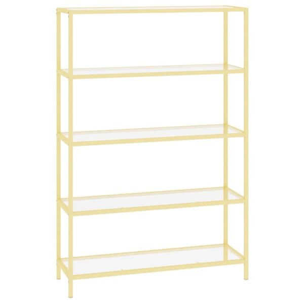 vidaXL Policov&yacute; reg&aacute;l zlat&yacute; a průhledn&yacute; tvrzen&eacute; sklo