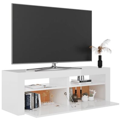 vidaXL TV skříňka s LED osvětlením bílá s vysokým leskem 120x35x40 cm