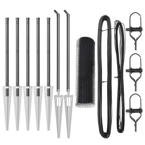 vidaXL Plotov&yacute; sloupek. &Scaron;ed&aacute; 10 x 1 m (25 mm s&iacute;ť) Ocel a PVC