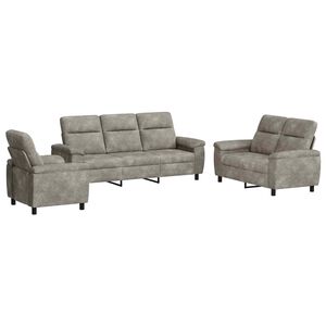 vidaXL Set pohovek 3 pcs Tmavě &scaron;ed&aacute; Uměl&aacute; semi&scaron;ov&aacute; kůže