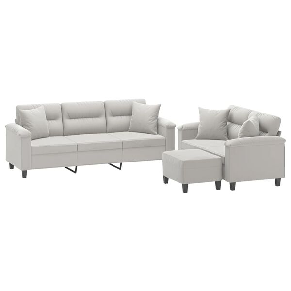 vidaXL 3d&iacute;ln&aacute; sedac&iacute; souprava s pol&scaron;t&aacute;ři světle &scaron;ed&aacute; mikrovl&aacute;kno