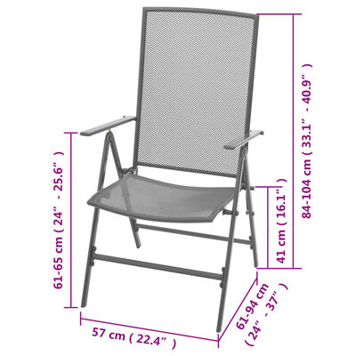 vidaXL 3dílný bistro set se skládacími židlemi ocel antracitový