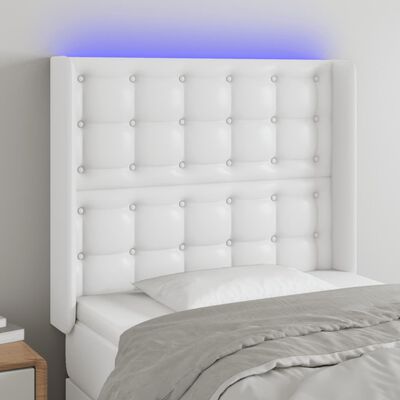vidaXL Čelo postele s LED bílé 83 x 16 x 118/128 cm umělá kůže