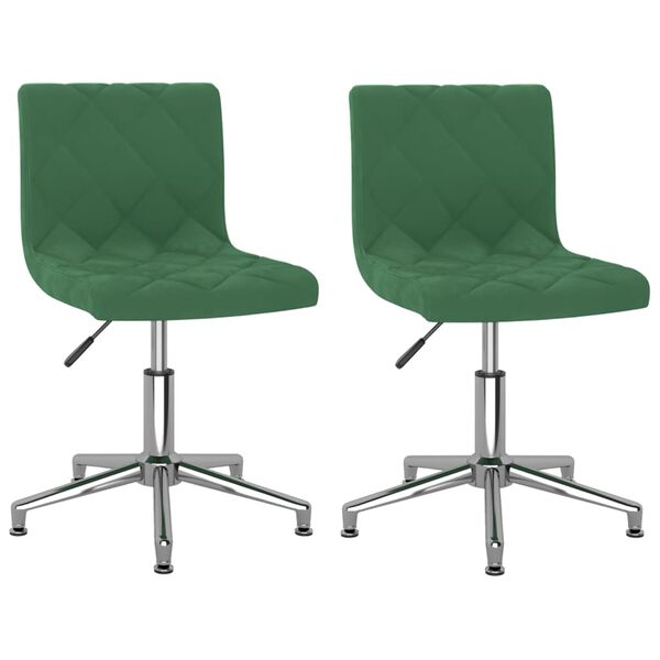 vidaXL Otočn&eacute; j&iacute;deln&iacute; židle 2 ks tmavě zelen&eacute; samet