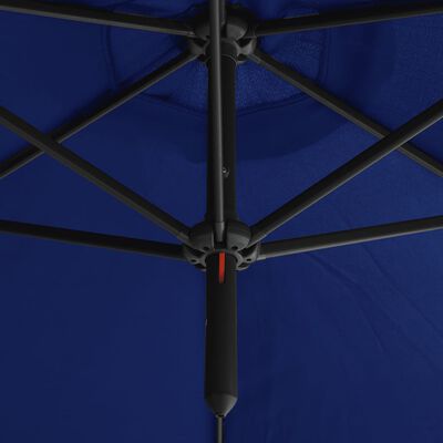 vidaXL Dvojitý slunečník s ocelovou tyčí 600 cm azurový