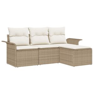 vidaXL Set pohovek 4 ks 4-Počet m&iacute;st B&eacute;žov&aacute; polyratan