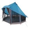 vidaXL Tipi stan se střechou s &uacute;loži&scaron;těm Modr&aacute; 404 x 370 x 270 cm taft