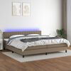 vidaXL Box spring postel s matrac&iacute; a LED taupe 200x200 cm textil