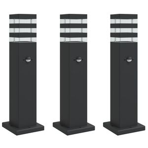 vidaXL Venkovn&iacute; stojac&iacute; lampy s čidlem 3 ks čern&eacute; 50 cm hlin&iacute;k