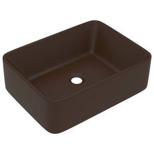 vidaXL Luxusn&iacute; umyvadlo matn&eacute; tmavě hněd&eacute; 41 x 30 x 12 cm keramick&eacute;