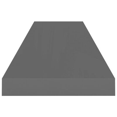 vidaXL Plovoucí nástěnné police 2 ks lesklé šedé 90x23,5x3,8 cm MDF