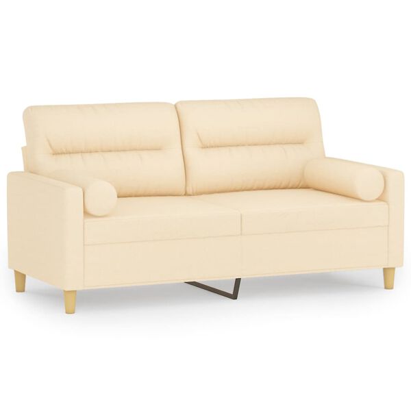 vidaXL 2m&iacute;stn&aacute; pohovka s pol&scaron;t&aacute;ři a podu&scaron;kami kr&eacute;mov&aacute; 140 cm textil