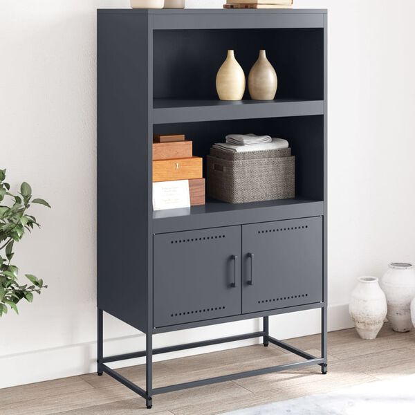 vidaXL Skříň highboard antracitová 68,5 x 38,5 x 123,5 cm ocel