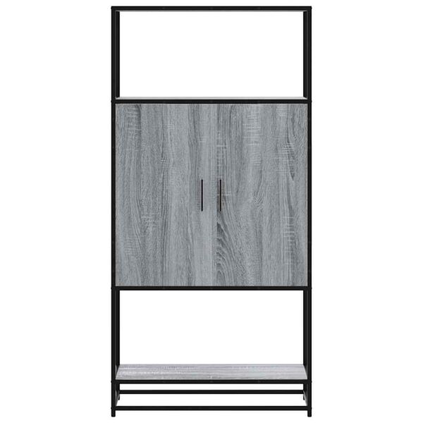 vidaXL Skříň highboard šedá sonoma 68x35x139cm kompozitní dřevo a kov