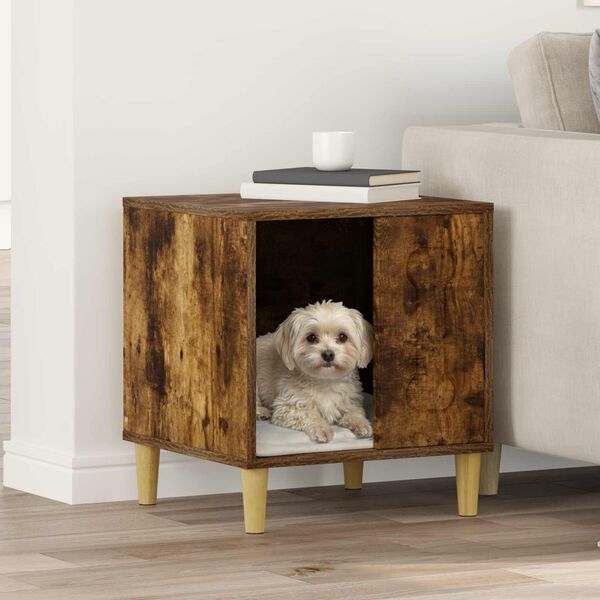 vidaXL Ps&iacute; dům Kouřov&yacute; dub 44 x 42 x 49 cm kompozitn&iacute; dřevo