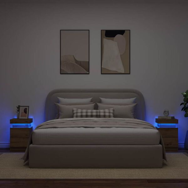 vidaXL Nočn&iacute; stolky s LED 2 ks dub artisan 35x39x55cm kompozitn&iacute; dřevo