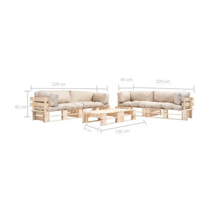 vidaXL 6dílný zahradní sedací set z palet pískové podušky dřevo