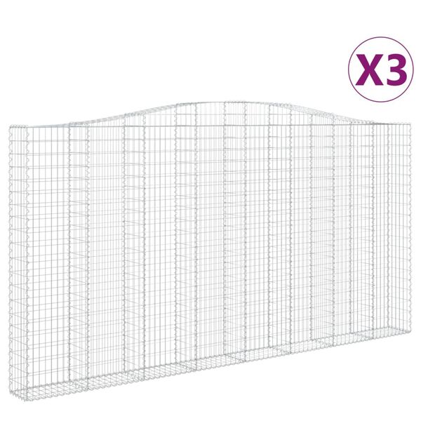vidaXL Klenut&eacute; gabionov&eacute; ko&scaron;e 3 ks 400x30x200/220cm pozinkovan&eacute; železo